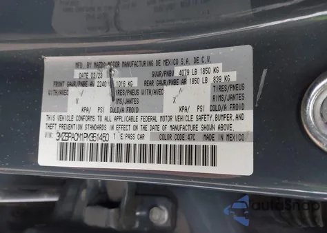 2023 Mazda Mazda3 2.5 S Carbon Edition from USA, damaged, VIN 3MZBPACM1PM351450